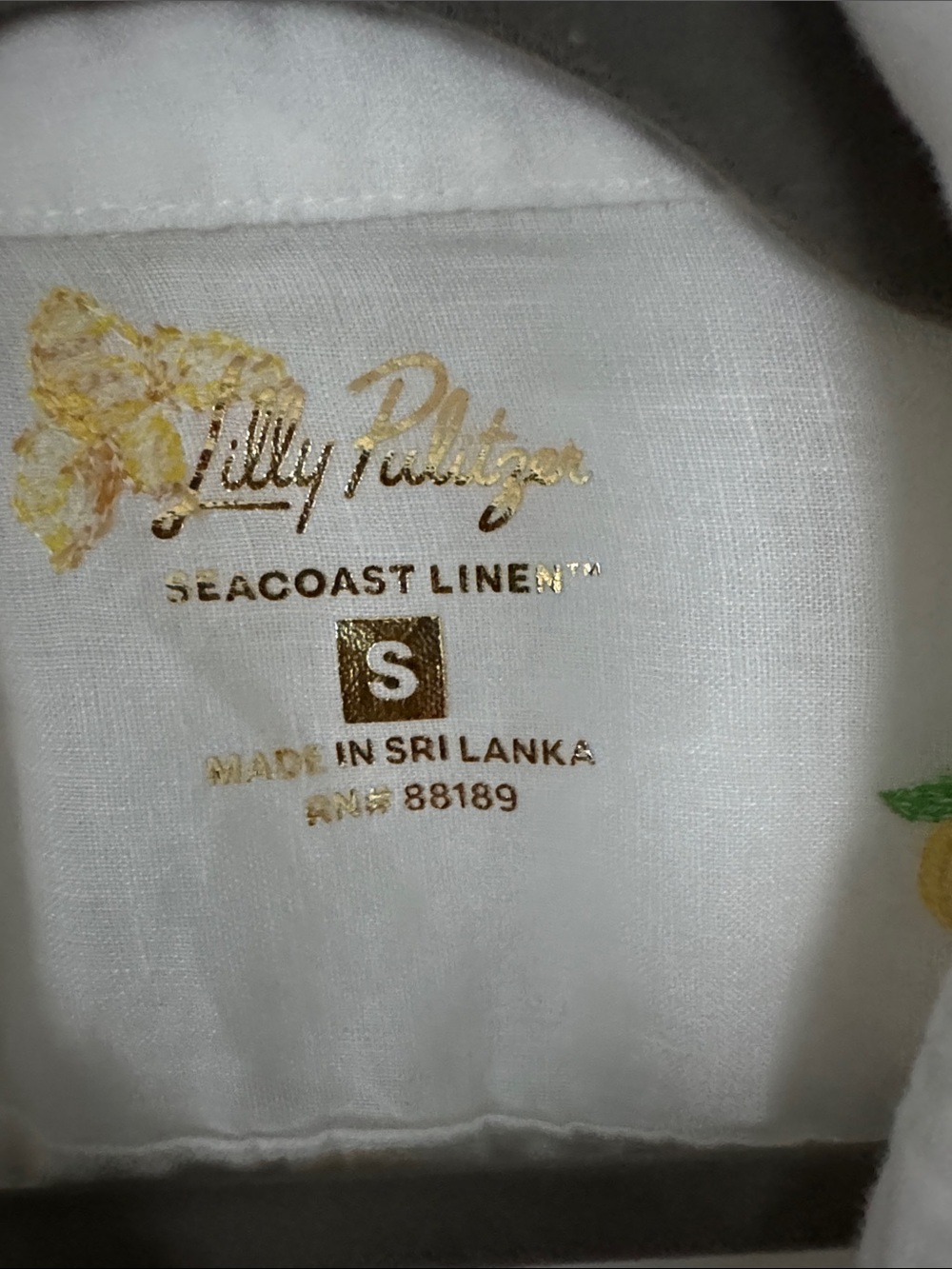 Lilly Pulitzer White Sheer Button-Up Blouse with Yellow Lemon Print - Picture 2 of 3